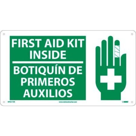 NATIONAL MARKER CO Bilingual Plastic Sign - First Aid Kit Inside SPSA172R